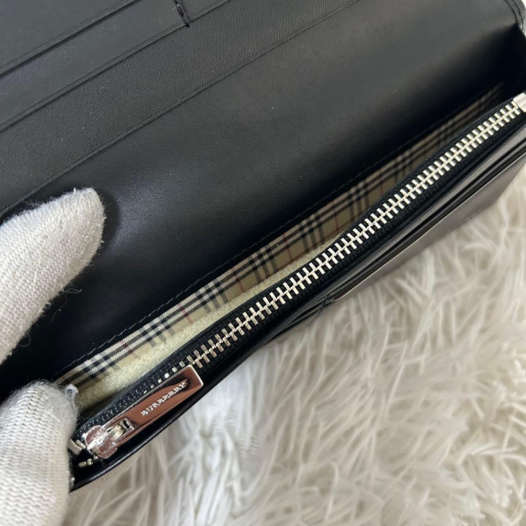 【新品未使用✨正規品/ロゴシール付】バーバリー　長財布　レザー　黒　希少　人気