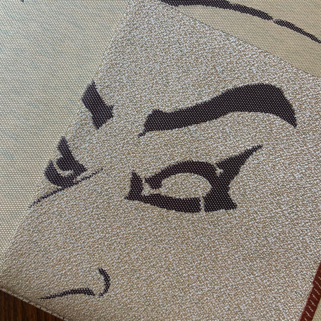 男前な歌舞伎柄の帯　リメイク　バンブーハンドルバッグ　通しマチタイプ