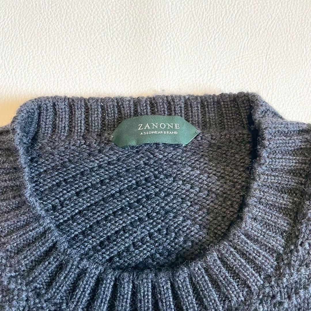 【ザノーネ】ニット　セーター　ヘリンボーン　グレー　L 48 イタリア製 ウール