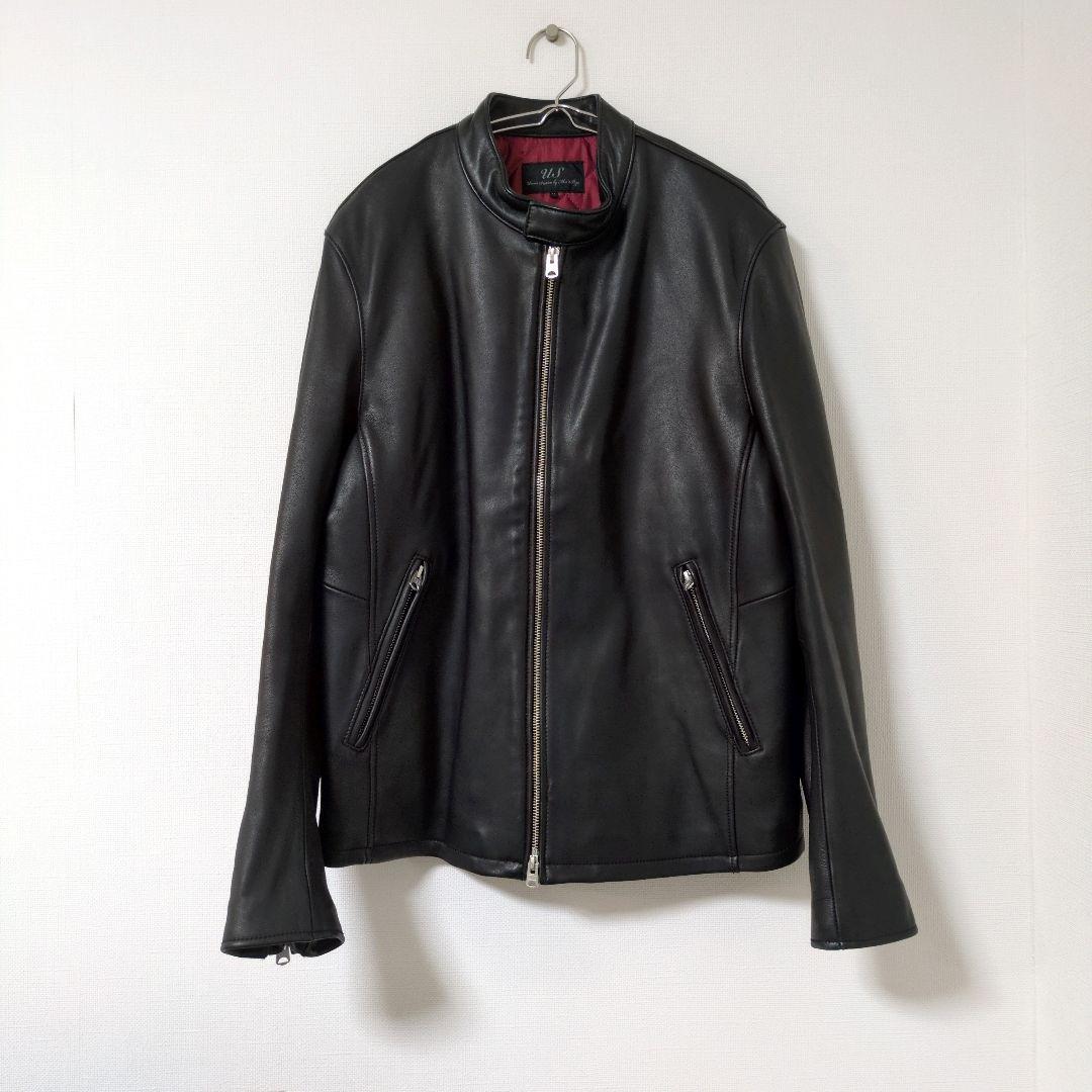 ユニオンステーション　メンズビギ　レザージャケット　羊革　ラムレザー　ブラック