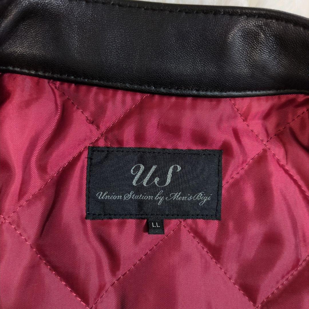 ユニオンステーション　メンズビギ　レザージャケット　羊革　ラムレザー　ブラック