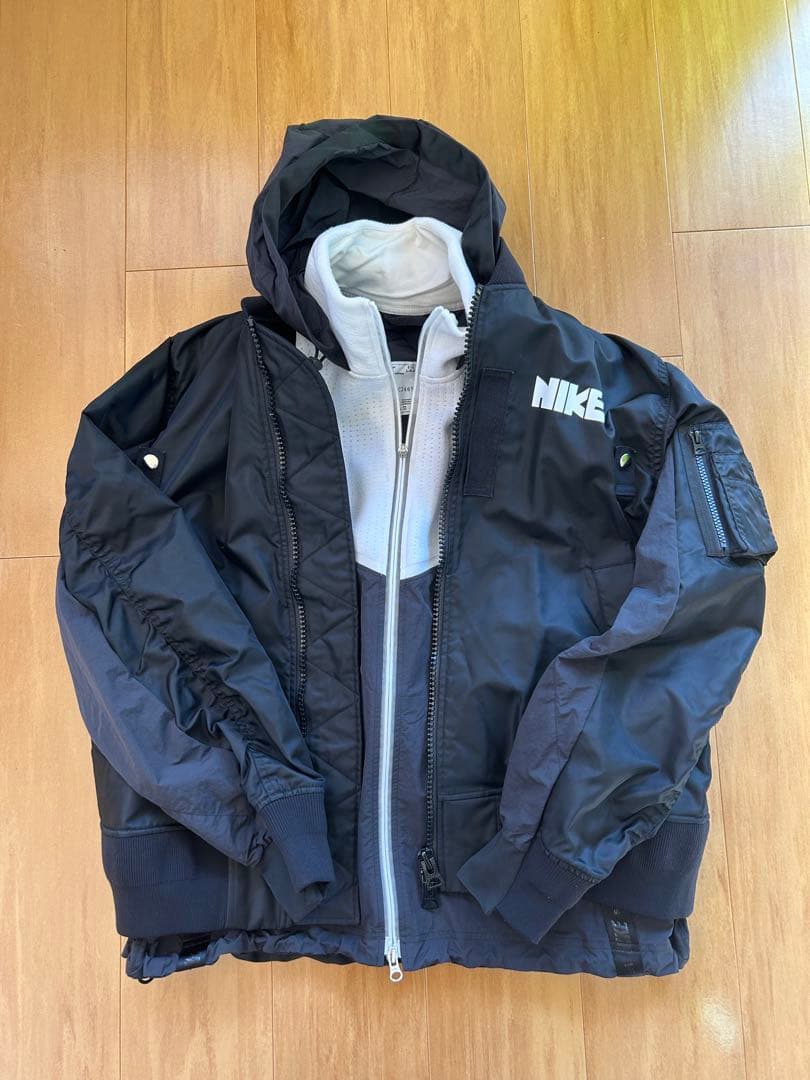 sacai×Nike Layered jacket MA-1 BLK L