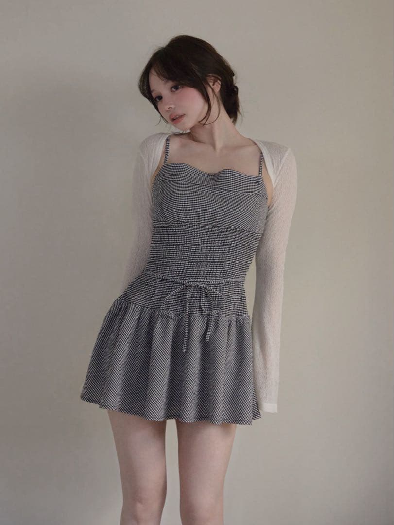ANDMARY Betty shirring mini dress ブラック