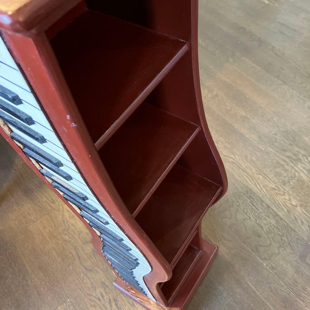 ピアノ鍵盤（両面）デザイン6段棚最大90枚 CD 収納 アンティーク調 店舗什器