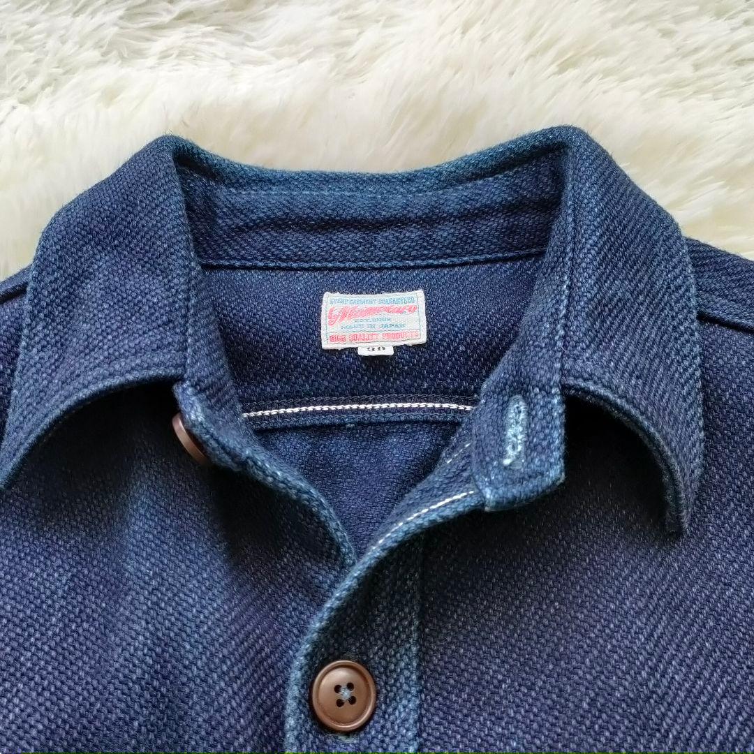 【日本製】桃太郎ジーンズ 刺し子 インディゴ フレンチ ワークジャケット M