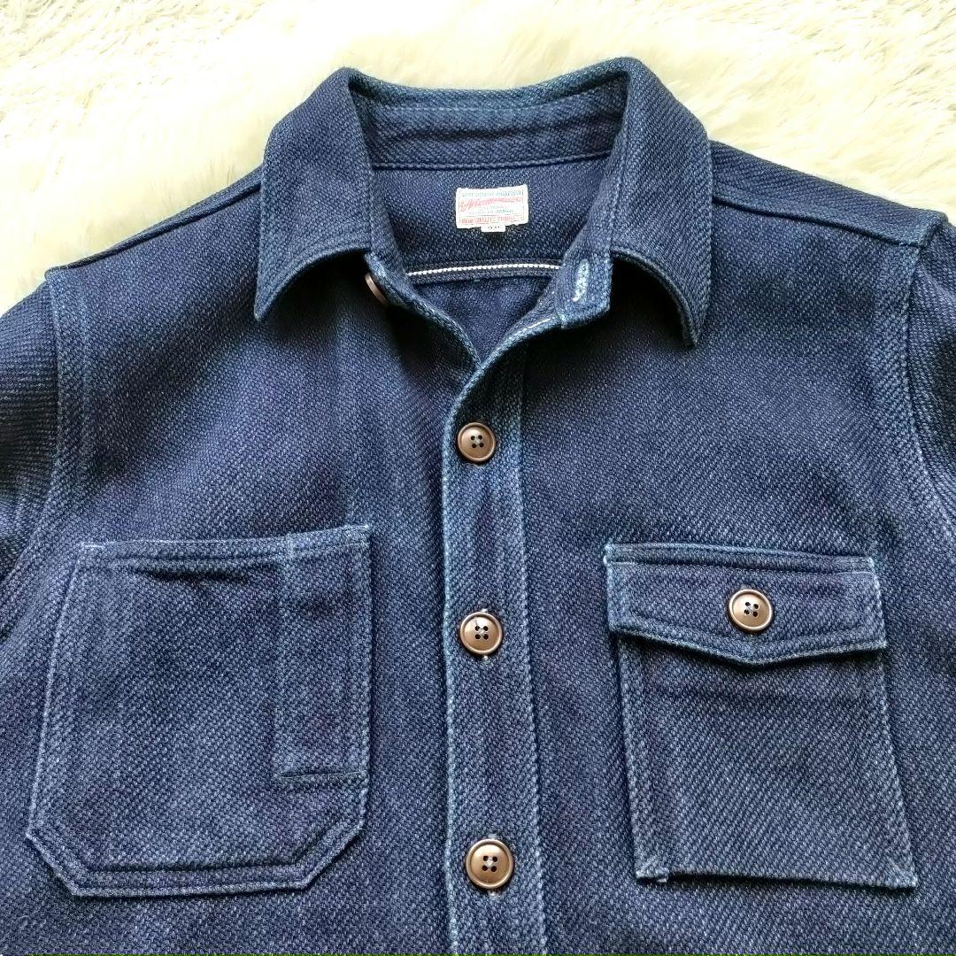 【日本製】桃太郎ジーンズ 刺し子 インディゴ フレンチ ワークジャケット M