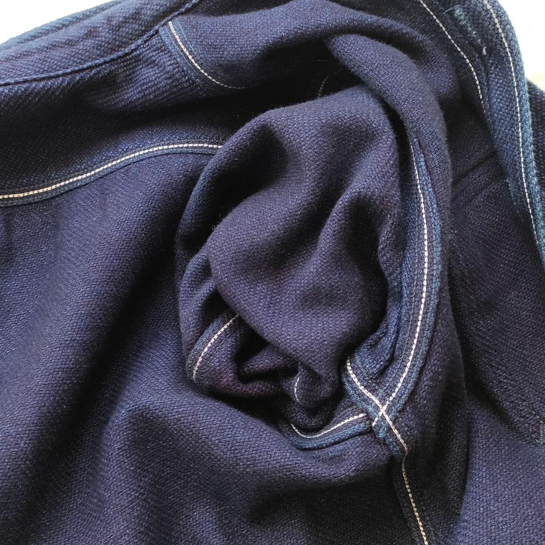 【日本製】桃太郎ジーンズ 刺し子 インディゴ フレンチ ワークジャケット M