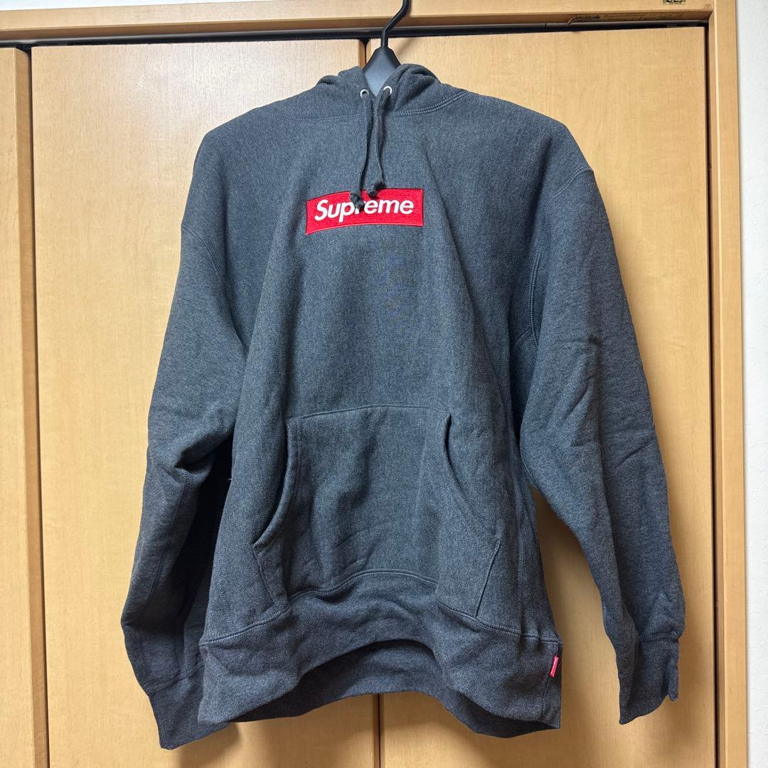 Supreme Box Logo Hooded Sweatshirt チャコール