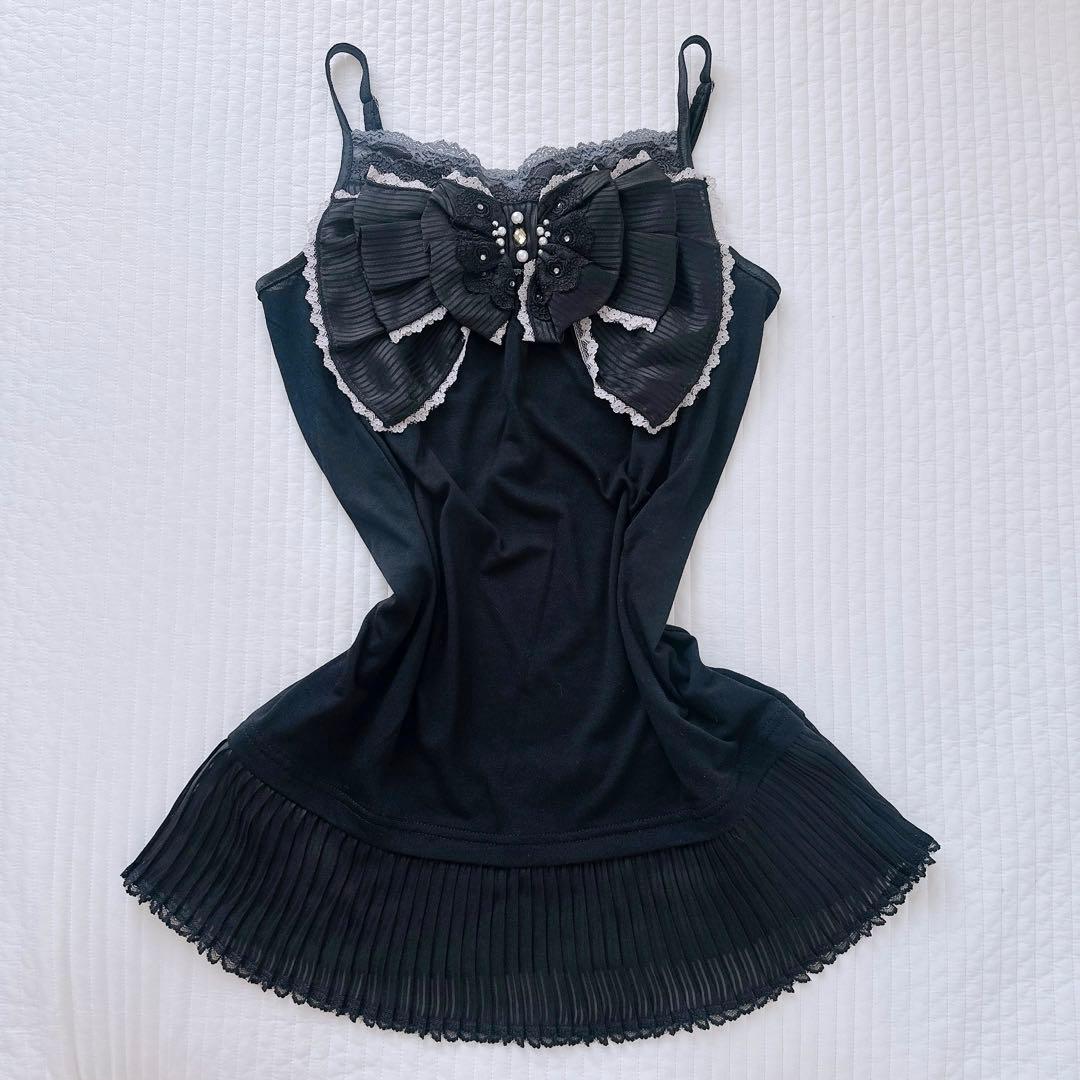 美品✨axes femme ビッグリボン キャミソール ダークコア 姫カジ 平成