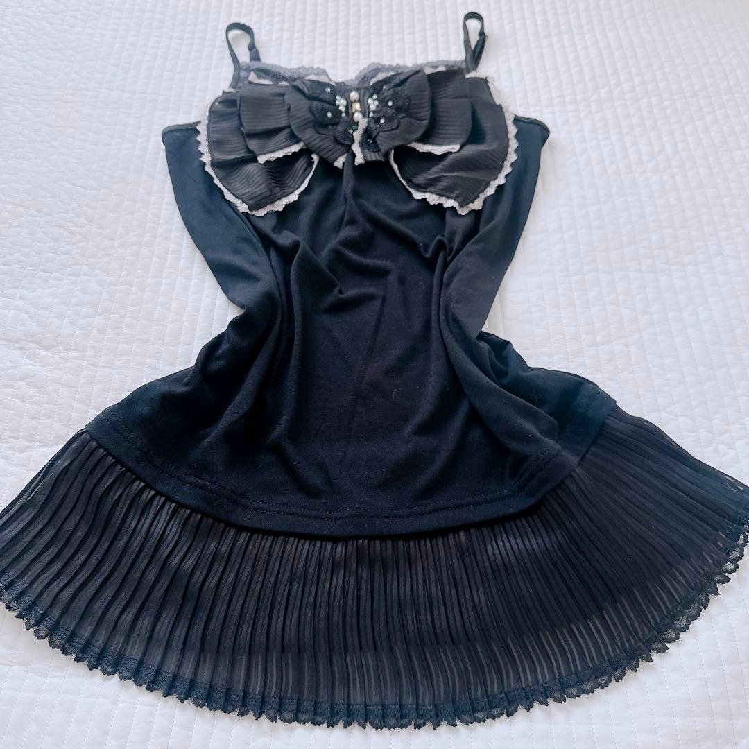 美品✨axes femme ビッグリボン キャミソール ダークコア 姫カジ 平成