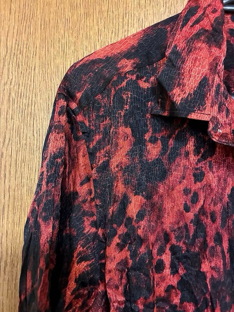 TORNADO MART プリーツ加工 クロコジャガード レオパードドレスシャツ