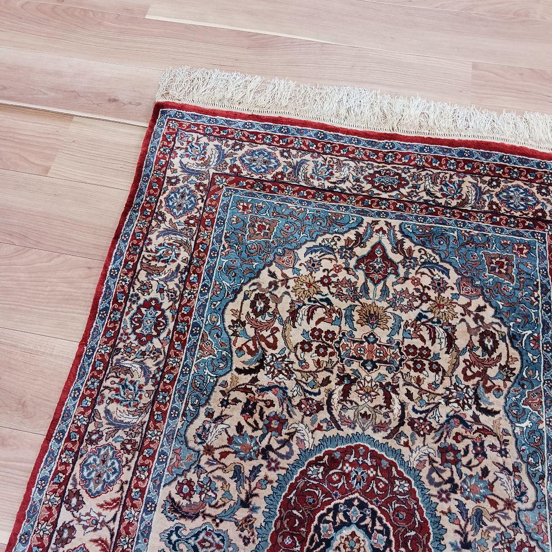 Y2655 高級シルク絨毯 手織り72万ノット シルク100% 153×93㎝