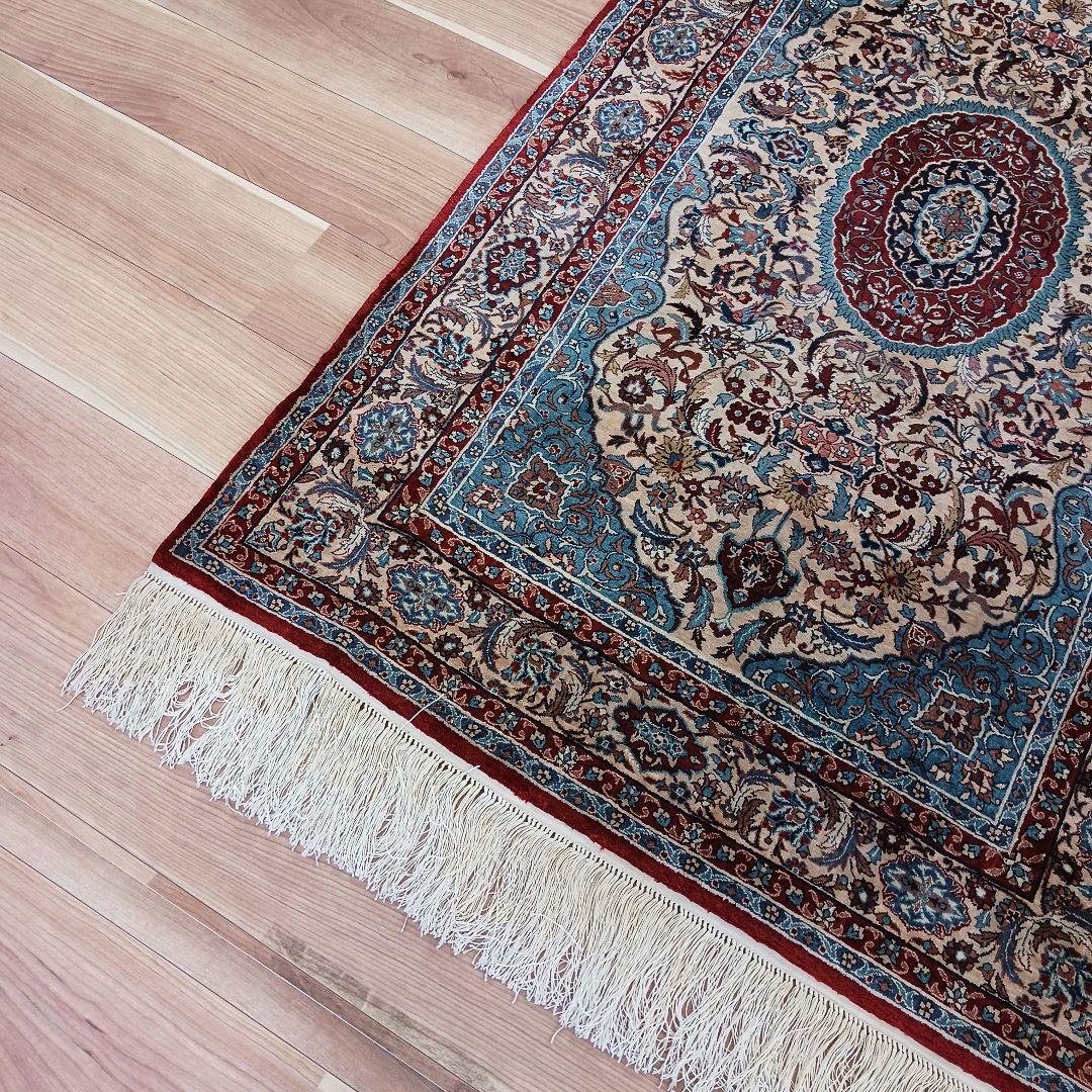 Y2655 高級シルク絨毯 手織り72万ノット シルク100% 153×93㎝