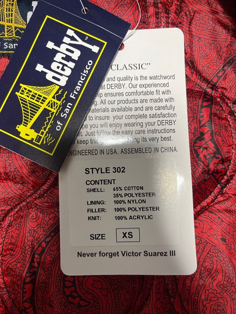 derby of San Francisco 302 vest ダービー xs