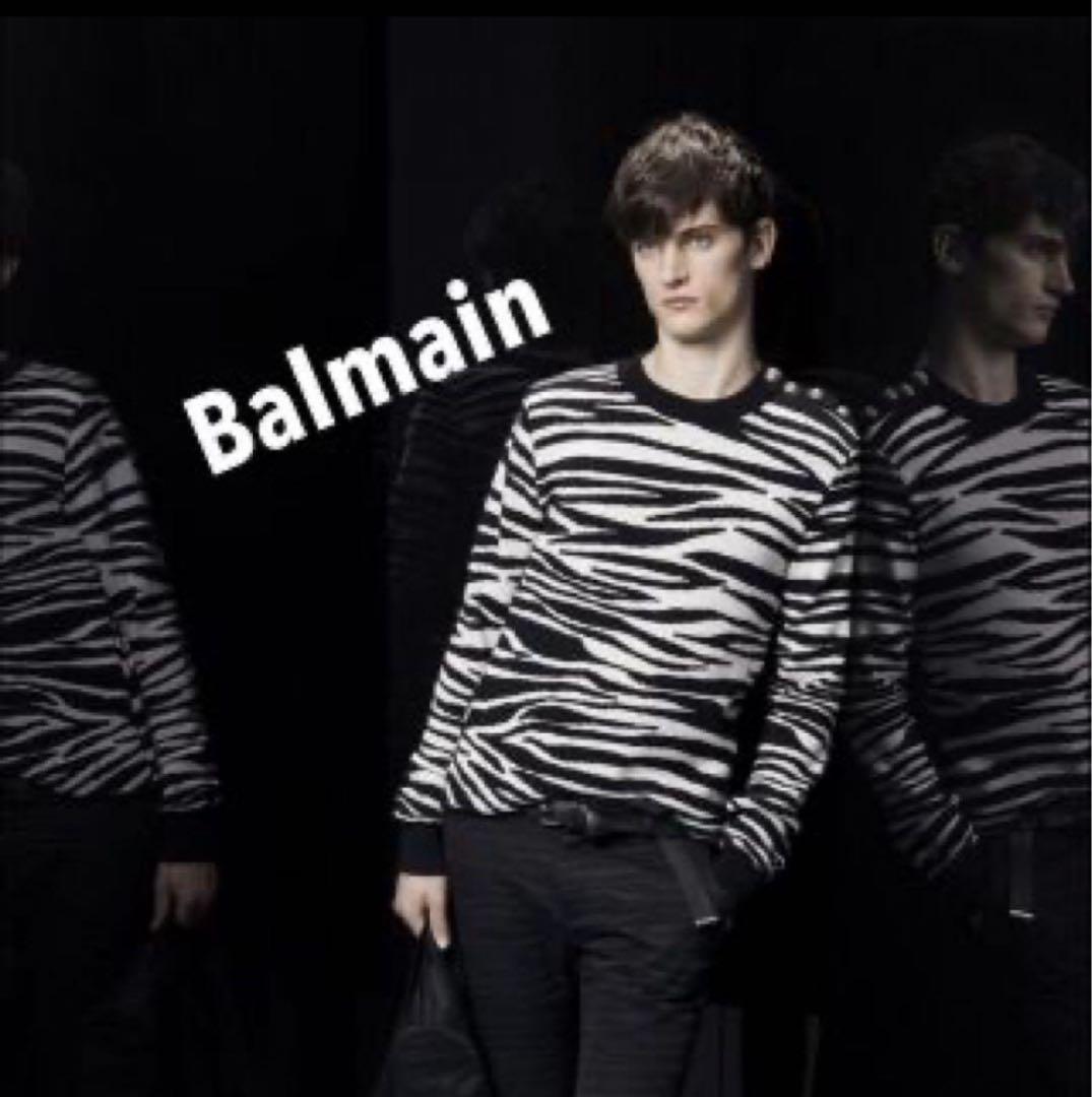 BALMAIN バルマン ゼブラ柄 ニット セーター 黒白 Mサイズ