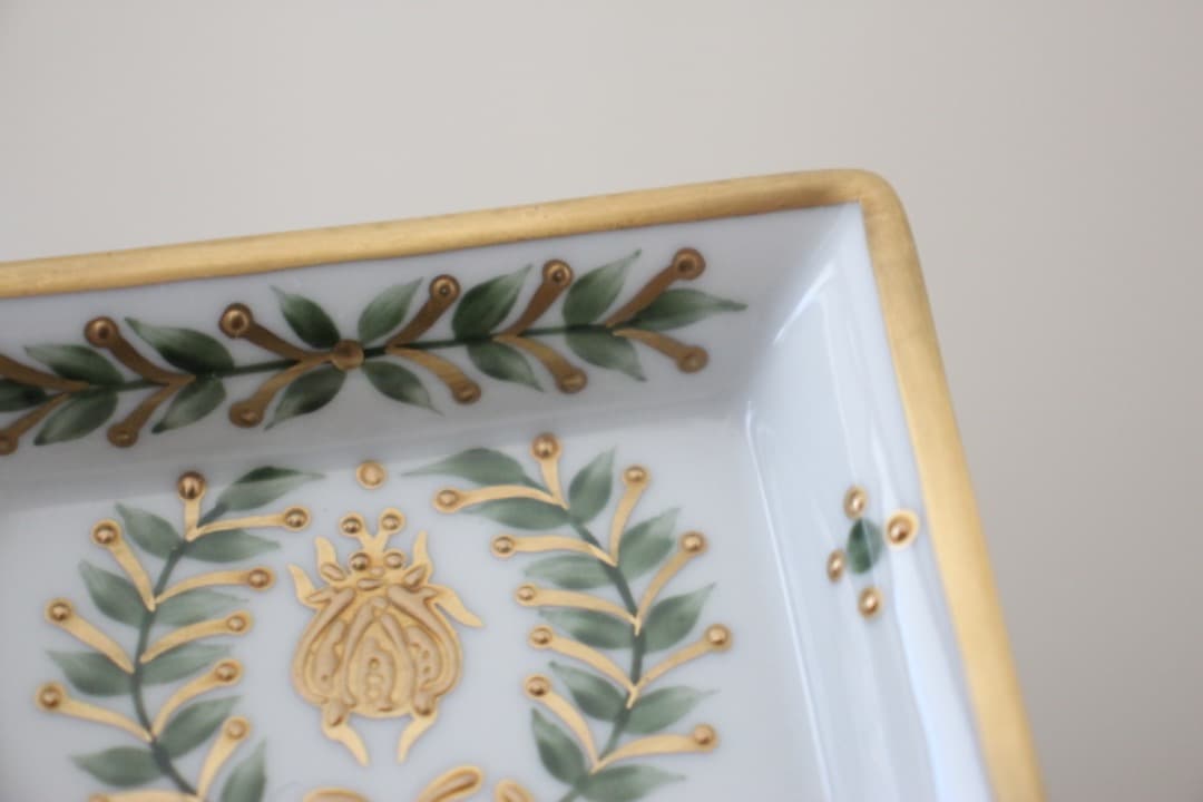 ロールセリニャック　リモージュ　エンパイヤコレクション　金彩葉柄　小皿　スクエア