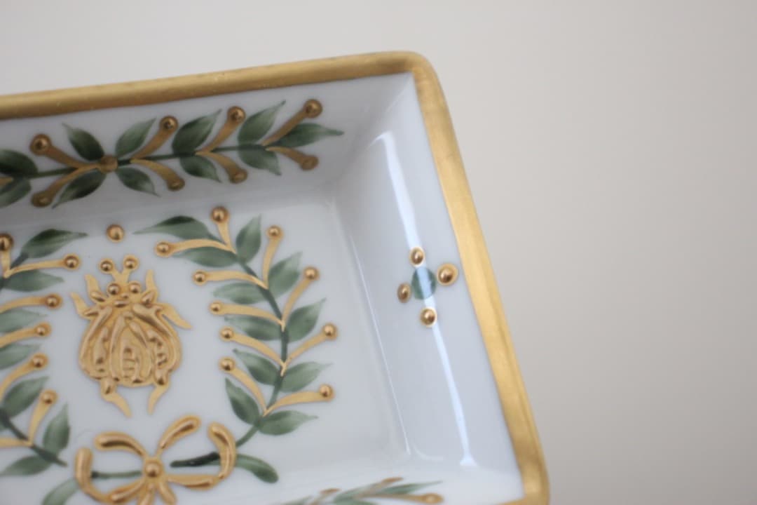 ロールセリニャック　リモージュ　エンパイヤコレクション　金彩葉柄　小皿　スクエア