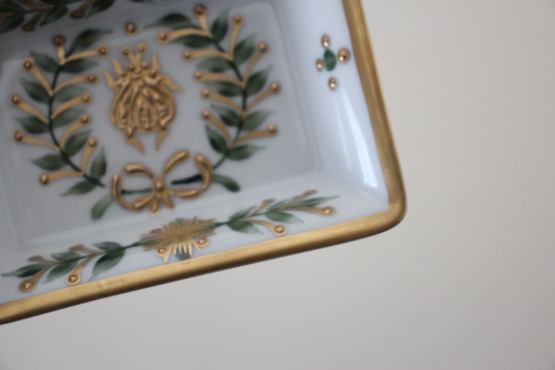 ロールセリニャック　リモージュ　エンパイヤコレクション　金彩葉柄　小皿　スクエア