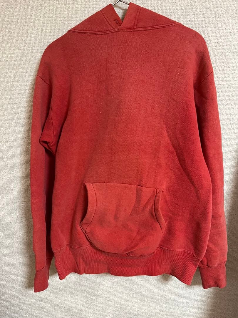 vintage 赤 フェード　フード付きパーカー