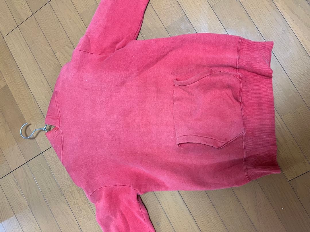 vintage 赤 フェード　フード付きパーカー