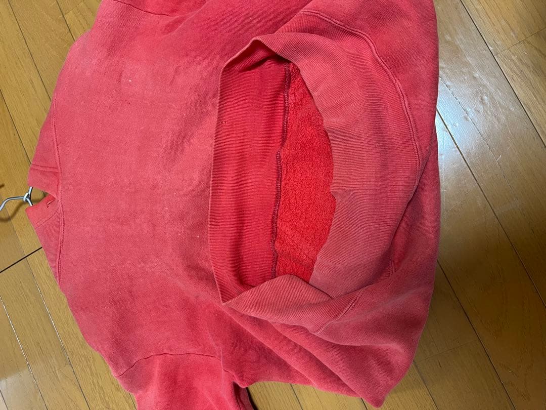 vintage 赤 フェード　フード付きパーカー