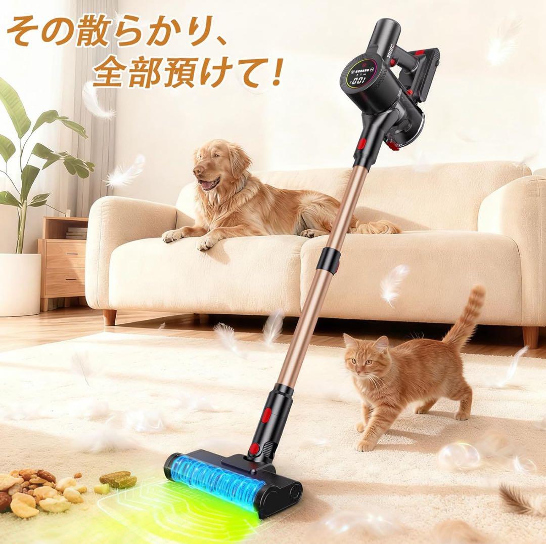 掃除機 コードレス80Kpa超強力吸引 AI吸引力自動制御 超広角LEDライト