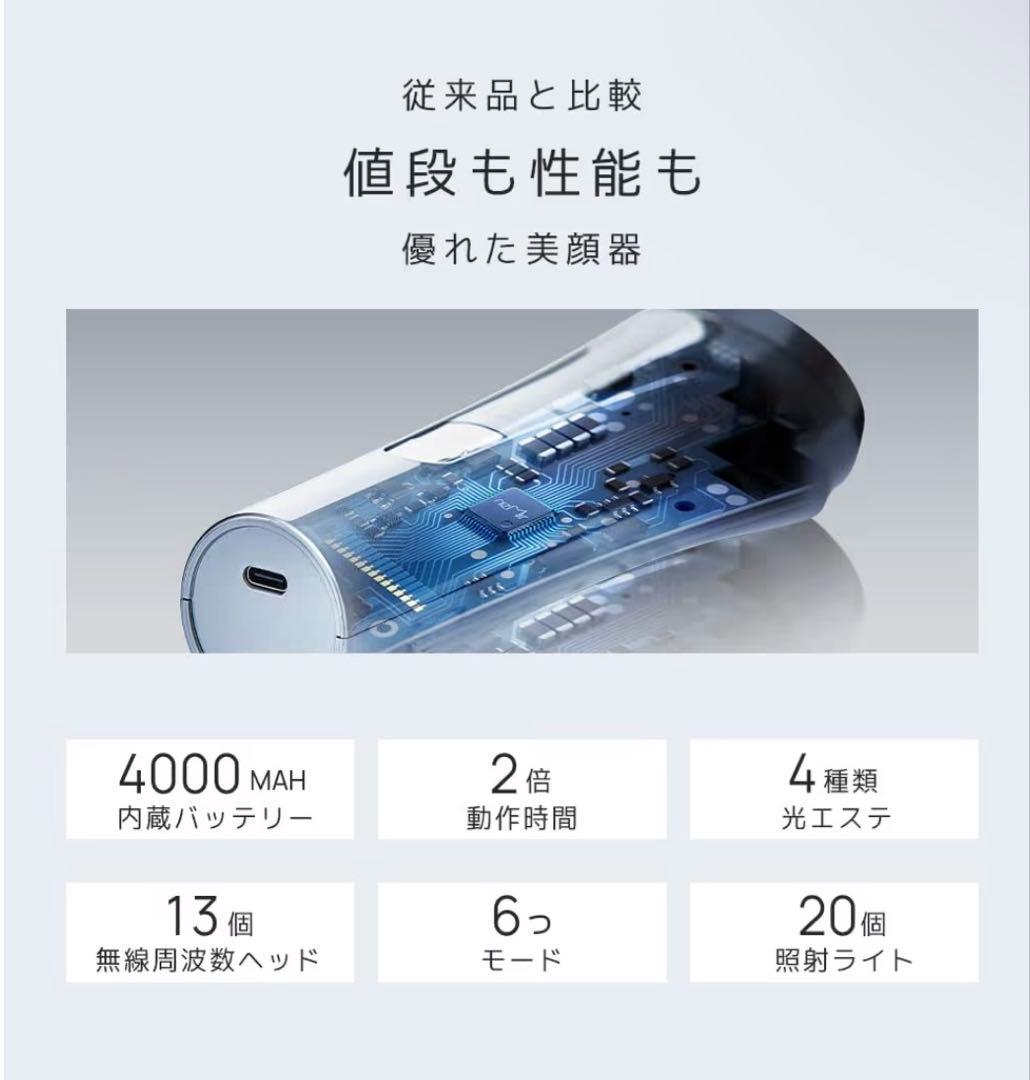 美顔器 EMS 美容器 RF美顔器4000mAh美顔器 イオン導出 イオン導入