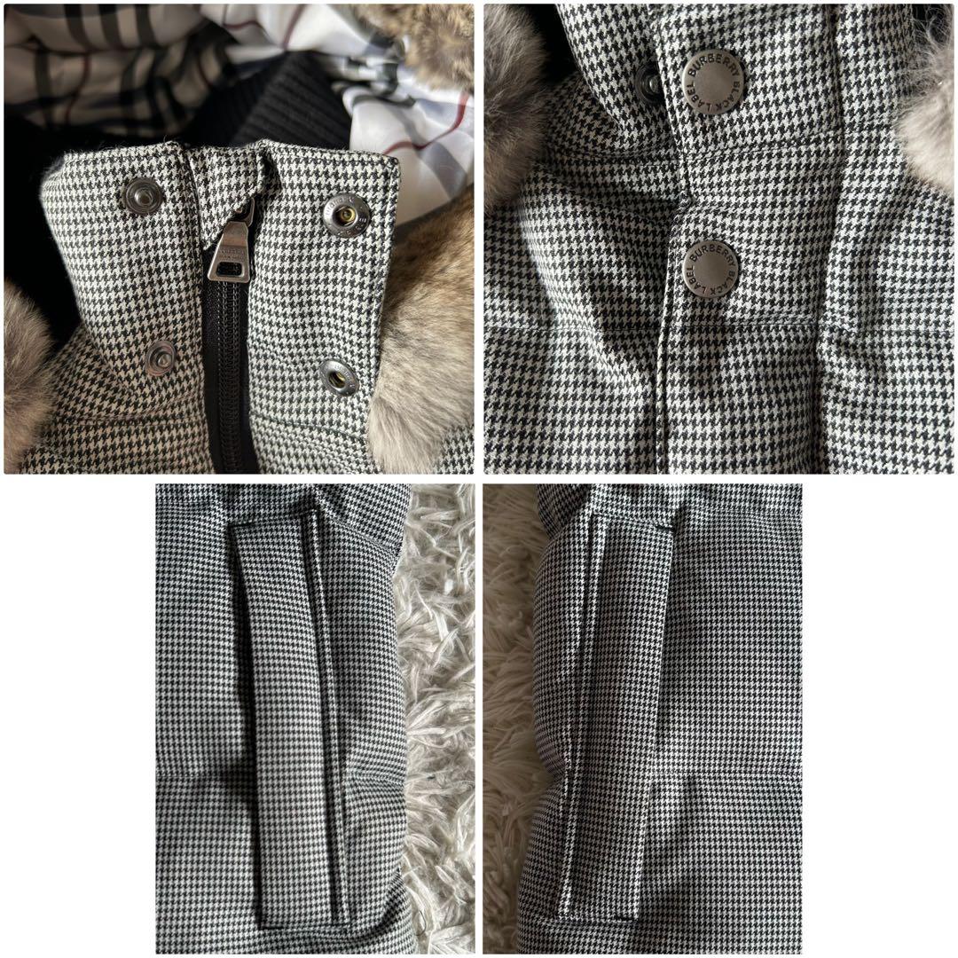 極美品バーバリーブラックレーベル 千鳥 フード ノバ ファー ダウン ベスト