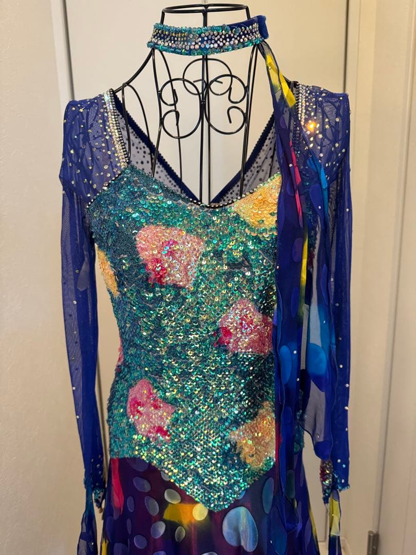 ダンスドレス 青 緑 紫