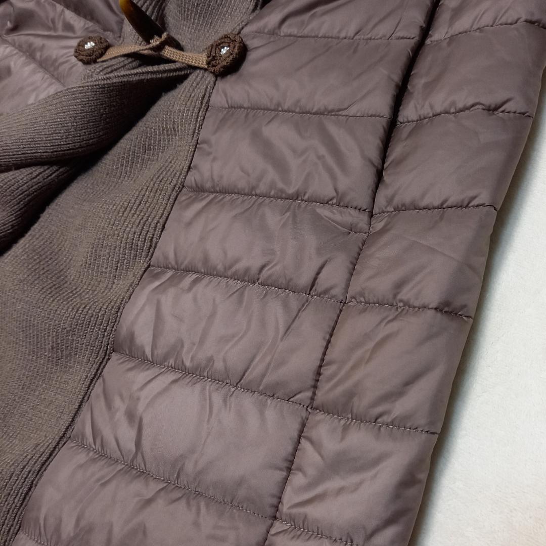 近年✨インゲボルグ 異素材切替 中綿ダッフルコート フード付き カーキブラウン