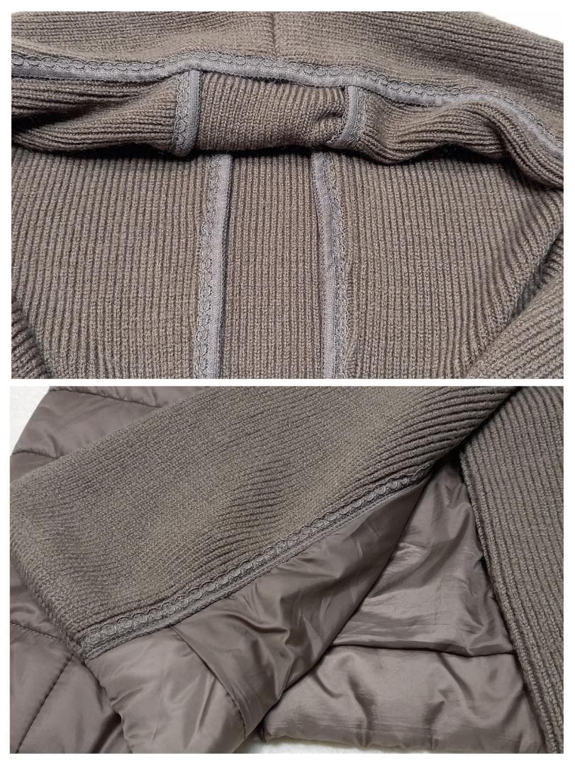 近年✨インゲボルグ 異素材切替 中綿ダッフルコート フード付き カーキブラウン