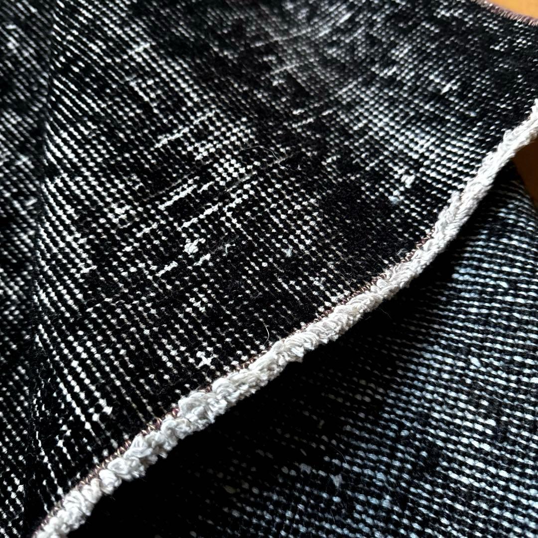 101-109×229 ブラックオーバーダイ　ワンカラー　トルコヴィンテージラグ