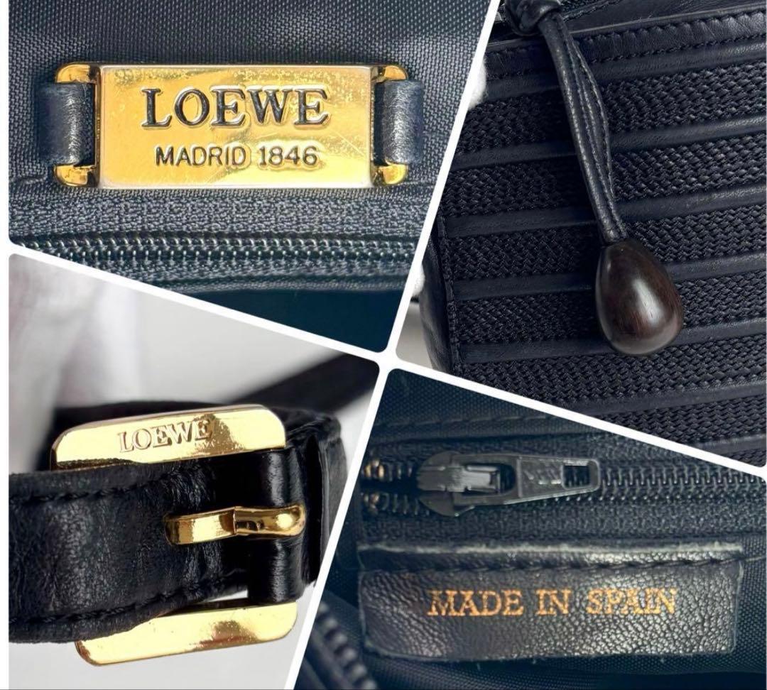 【中古】ロエベ ショルダーバッグ オールレザー ビンテージ ブラック