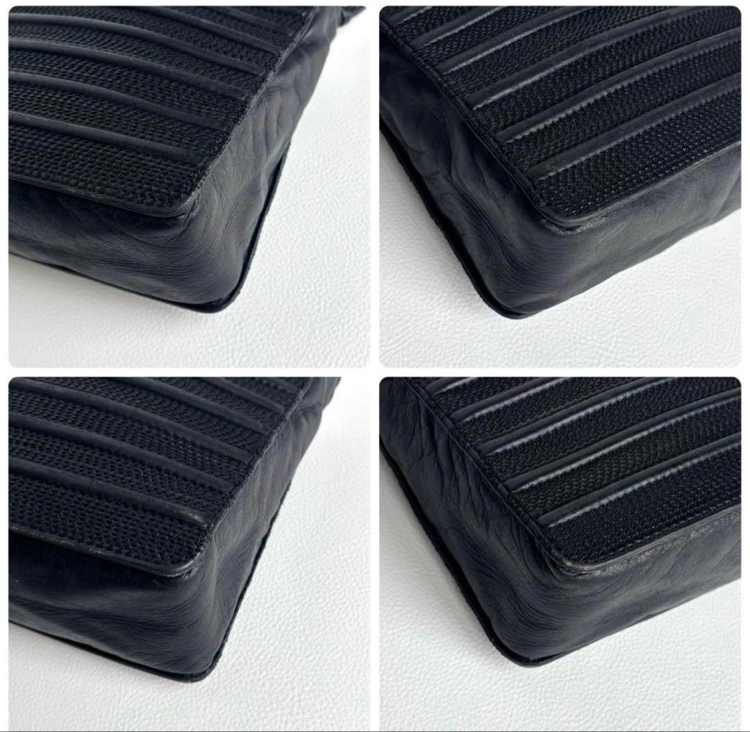 【中古】ロエベ ショルダーバッグ オールレザー ビンテージ ブラック