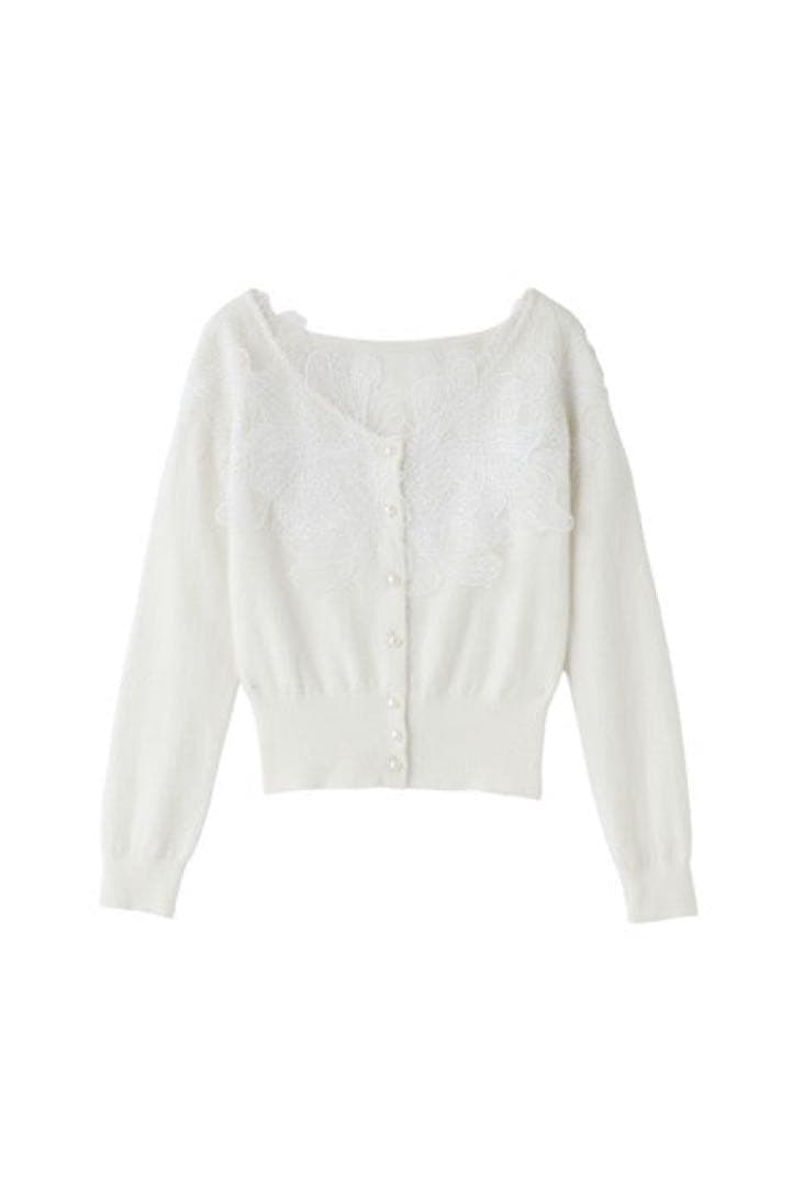 polaura レースフリルカーディガン ホワイト