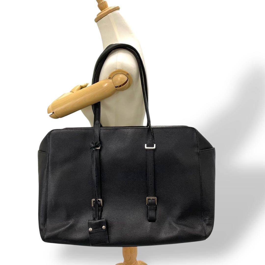 美品　大容量　バリー　ボストンバッグ　トートバッグ　サフィアーノレザー　黒