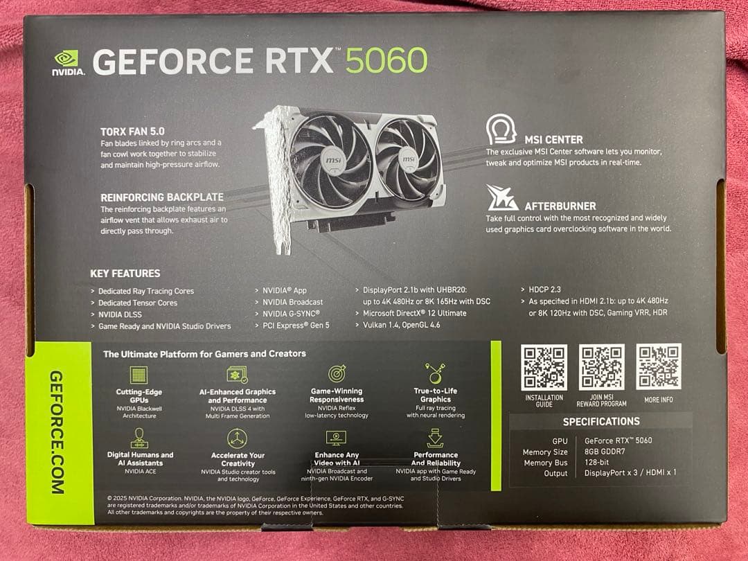 グラフィックボード・グラボ・ビデオカード MSI GEFORCE RTX 5060 8G VENTUS 2X OC