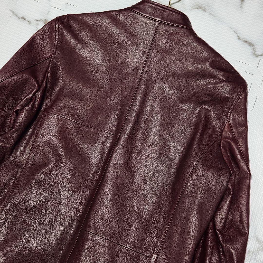 入手困難✨ポールスミス ライダースジャケット 山羊革 裏地総柄 バーガンディ