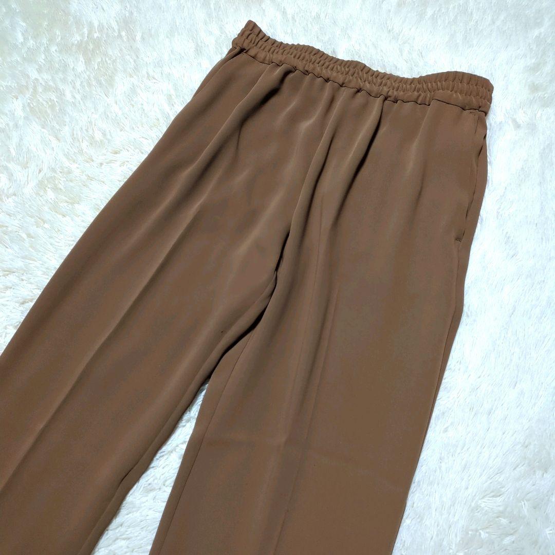 極美品！ROPE　ノーカラーパンツスーツセットアップ　M　ブラウン　ストレッチ