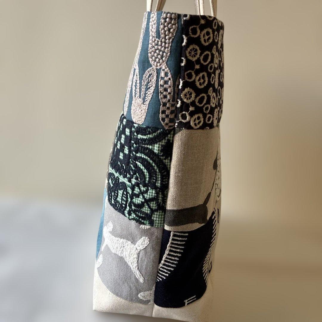 ミナペルホネン 生地使用　パッチワークトートバッグ　お散歩バッグ