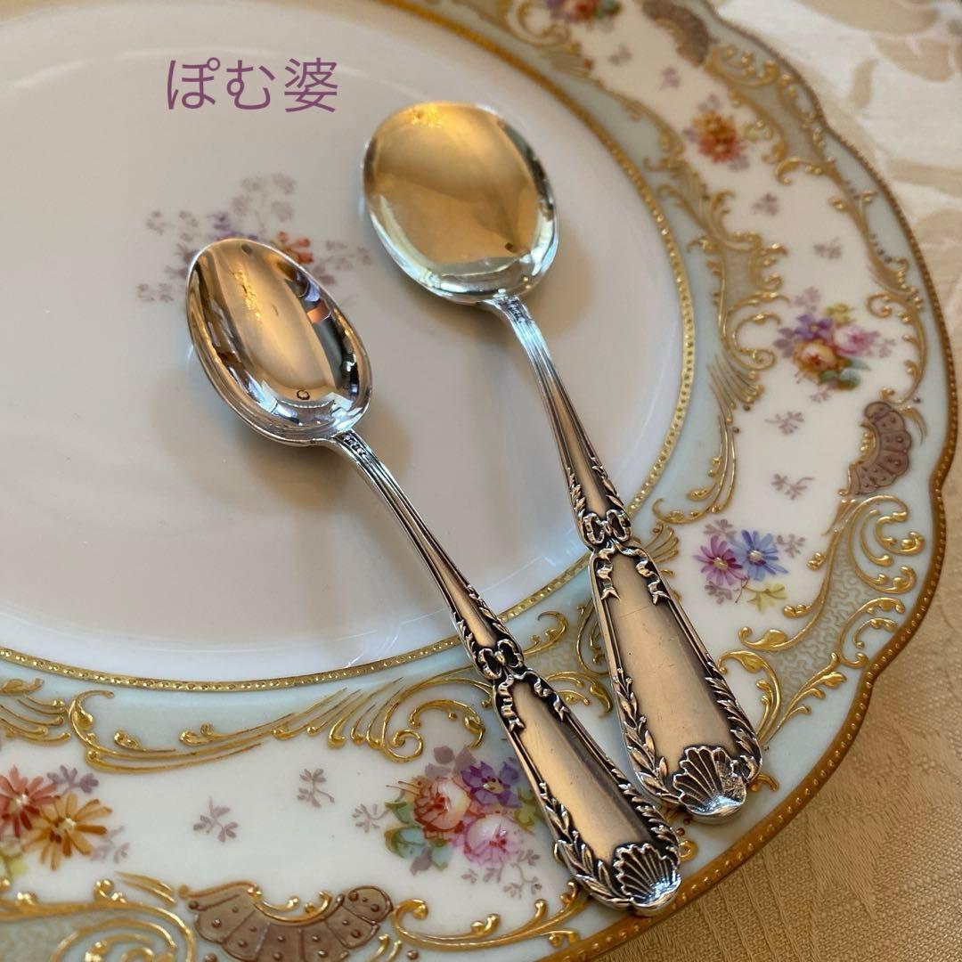 【ピュイフォルカ】純銀スプーン／アイスクリーム３本＋コーヒー２本「ポンパドール」