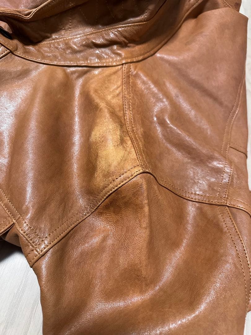 BURBERRY BLACK LABEL 襟付きシングルライダース 革ジャン