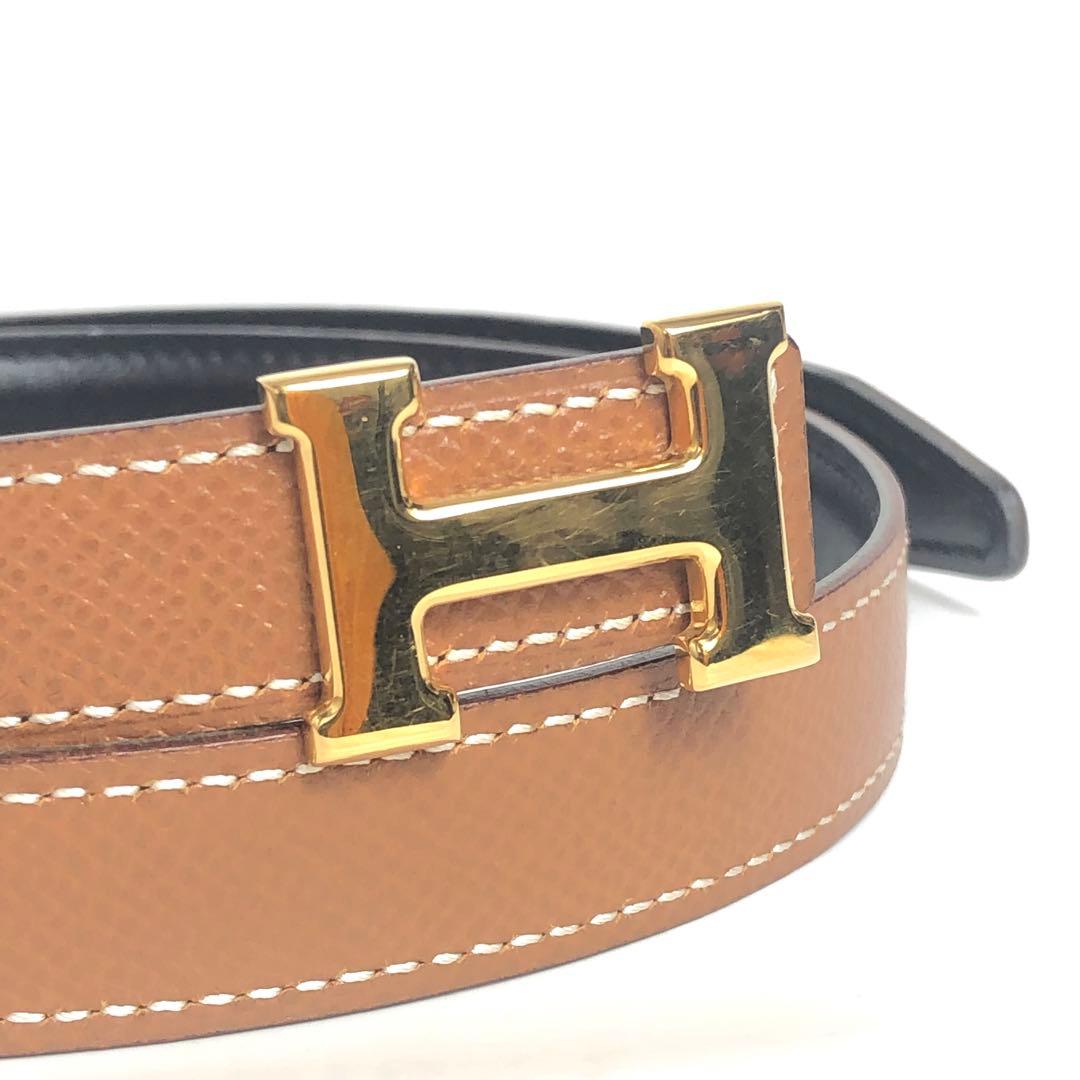 HERMES エルメス コンスタンス Hベルト ブラック×ゴールド 黒 茶