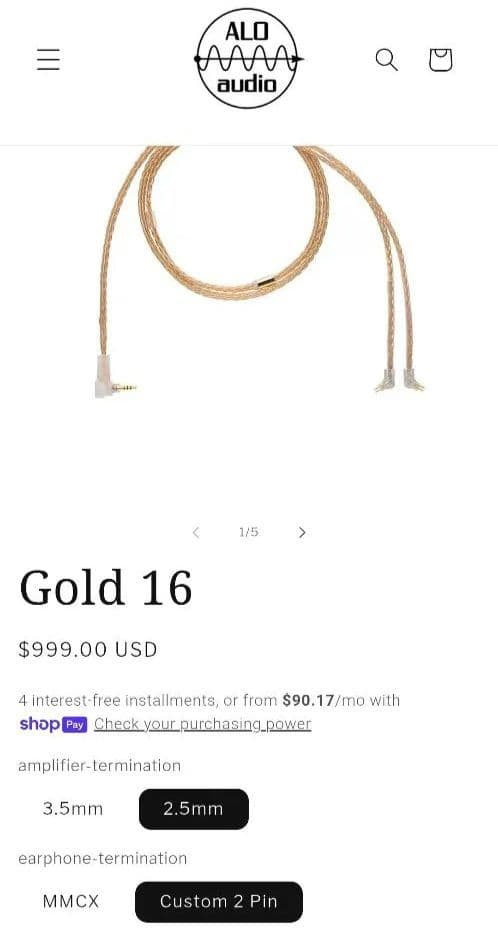 新品 ALO audio Gold 16 IEMリケーブル 2.5mm 2pin