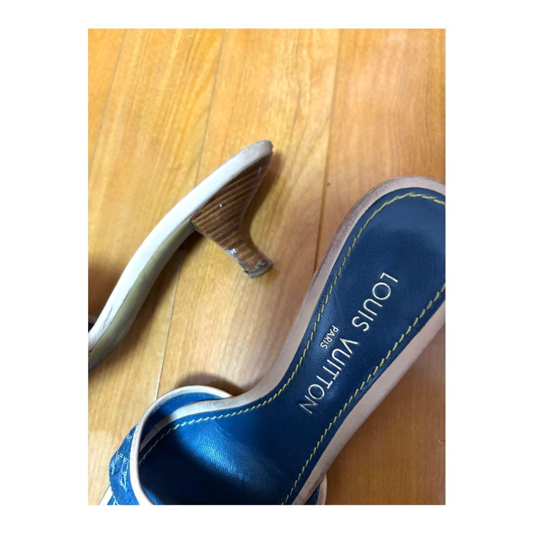 ルイヴィトン　モノグラム　デニム　リボン　ミュール　サンダル (サイズ36)