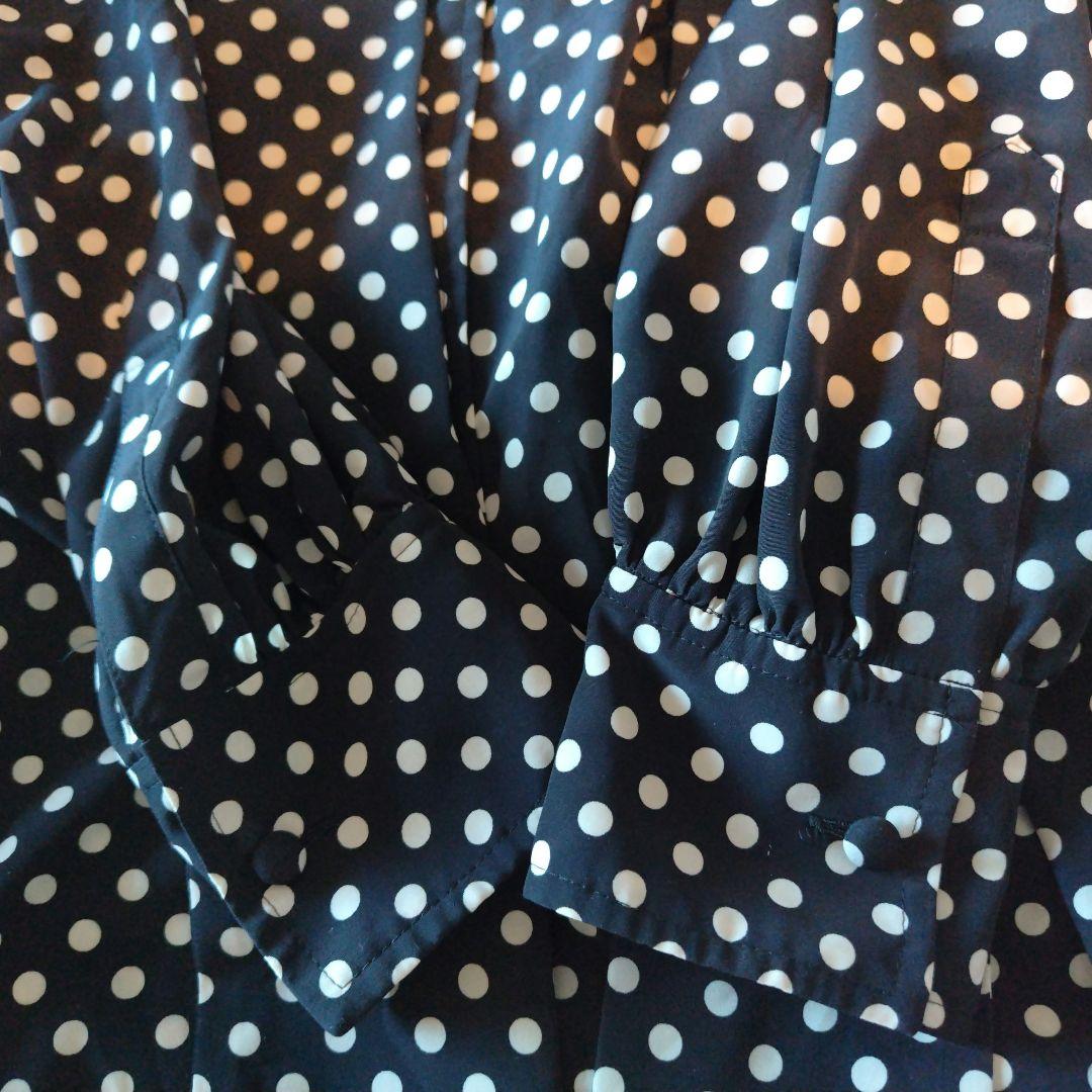 極美品 LOULOU WILLOUGHBY デシンドットフリルボウタイブラウス黒