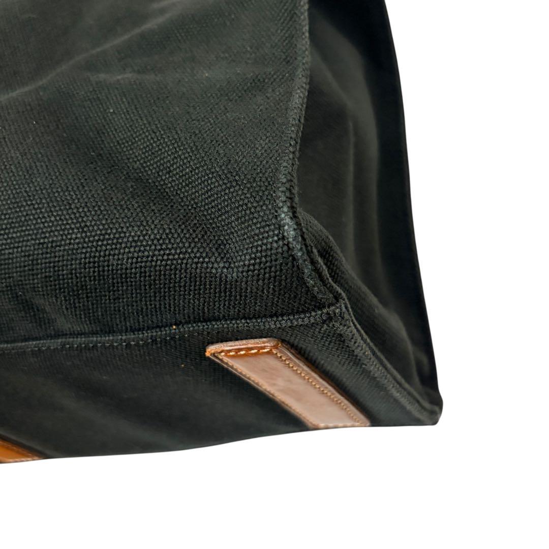 ラルフローレン キャンバス×レザー タッセル トートバッグ ブラック