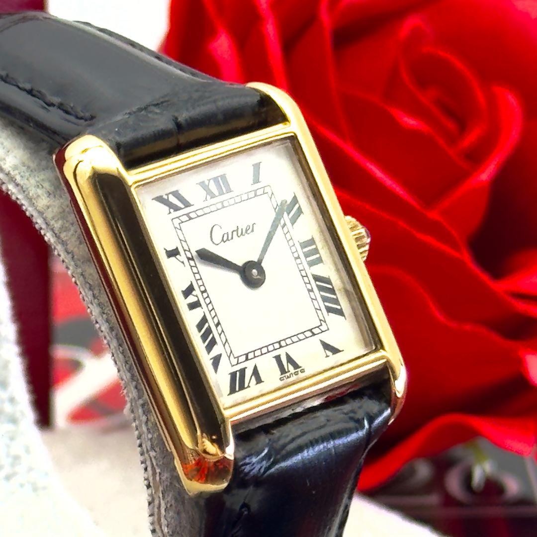 外装新品仕様 カルティエ プレマストタンクSM 手巻時計 A318