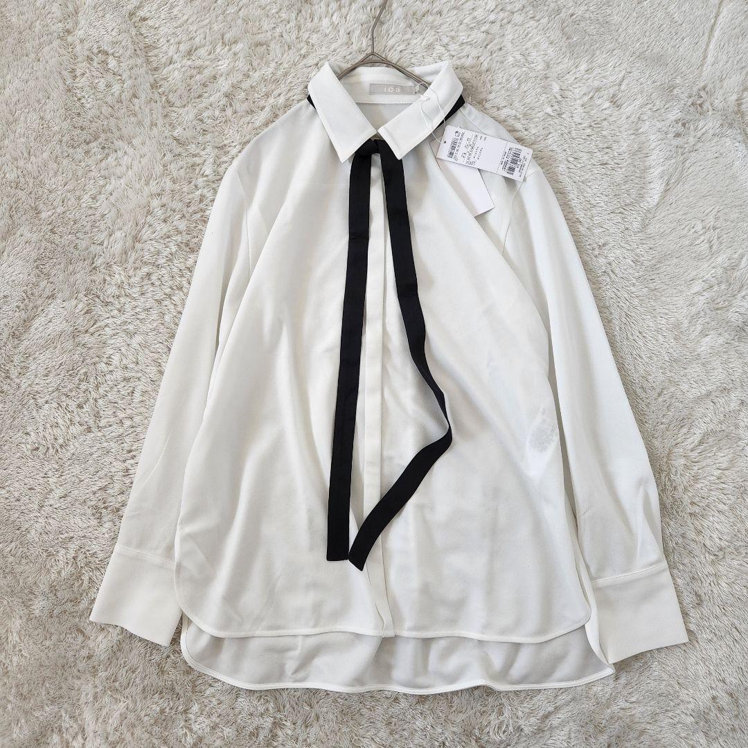 新品✨iCB 24AW 洗える マラボーテジョーゼットボウタイデザインカットソー