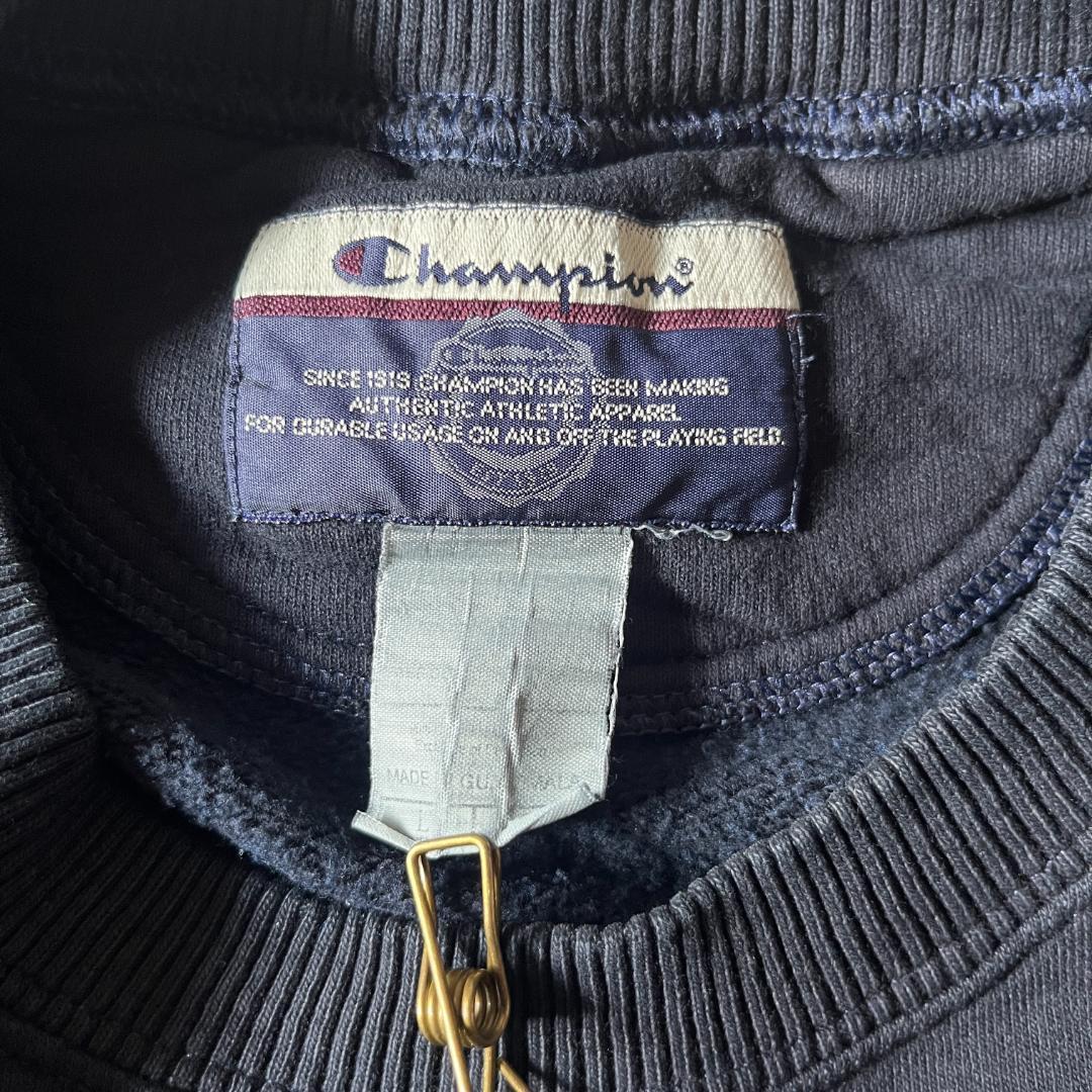 00s Champion 無地スウェット 刺繍ロゴ 黒 XL A442 目なし